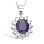 Les Tr&eacute;sors De Lily [K1367] - Pendentif argent 'Victorina' am&eacute;thyste blanc argent&eacute; (rhodi&eacute;) - 20x18 mm