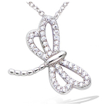 Les Tr&eacute;sors De Lily [P8025] - Pendentif argent 'Libellule' blanc argent&eacute; (rhodi&eacute;) - 17x15 mm balta
