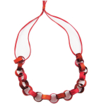 Les Tr&eacute;sors De Lily [R1250] - Collier sautoir artisanal 'Aluminirock' orange rouge - 100 cm- 28x1. 5 cm