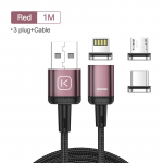 KUULAA magnetinio įkrovimo kabelis Greitas įkrovimas USB tipo C kabelis Magnetas Micro USB duomenų įkrovimo laidas Telefono kabelis skirtas iPhone USB laidui 3+plug 1M