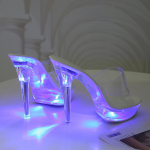 HOKSVZY 190 serijos 14,5 cm kulnas 4,5 cm platforma LED &scaron;viečiantys naktinio klubo &scaron;ou batai 2020 m. vasaros seksualūs seklios burnos kri&scaron;tolo kulnas LFD 38 mėlyna