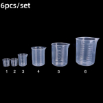 6 vnt / rinkinys 20 ml / 30 ml / 50 ml / 250 ml / 500 ml / 1000 ml skaidraus plastiko graduotas matavimo puodelis kepimui stiklinė Skysčio matavimo ąsočio puodelio talpykla 6pcs a set