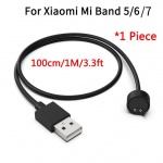 1 m USB įkroviklio laidas Xiaomi Mi Band 5 6 7 Magnetinis įkrovimo adapteris Laidas NFC Smart Watch Apyrankė, skirta Miband 6 7 juoda