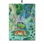 Mergina Lamos Leopardas Tigras Oranžinis Vintage genties plakatai ir spaudiniai Sienų menas Drobė Tapyba Sienų Paveikslėliai Svetainės dekoravimui Be rėmelio 21*30cm