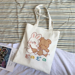 Mielas saldus animacinių filmų pirkinių krep&scaron;ys Tote Krep&scaron;ys Drobinis krep&scaron;ys Harajuku Daugkartinio naudojimo didelės talpos Kawaii moteri&scaron;kos kasdienės rankinės ant pečių. 24*26cm