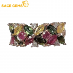 SACE GEMS 925 sterlingo sidabro 2,5*5 mm natūralaus turmalino brangakmenių žiedai moterims sužadėtuvių kokteilių vakarėliui, puiki papuo&scaron;alų dovana