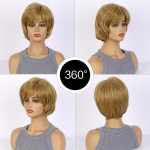 Trumpi tiesūs perukai Ombre mi&scaron;rūs blondinai Bob Wigs Moteri&scaron;kas sintetinis perukas su kirpčiukais Daily Party Hair Kar&scaron;čiui atsparus perukas