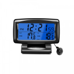 Automobilio laikrodžio termometras 2 viename skaitmeninis laikrodis ir temperatūros matuoklis su ap&scaron;viestu LCD ekranu 12H24H juoda