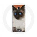 Coque Samsung Galaxy J3 2017 Chat Siamois Noir et blanc Yeux Bleus