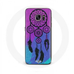 Coque pour samsung galaxy S6 edge Attrape R&ecirc;ve Noir Fond Bleu et Violet