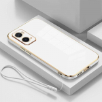 OPPO A76 Case oppo a96 telefono dėklas Oppo A96 A76 dėklas CPH2333 CPH2375 dangtelis A76 96 prabangus kvadratinis padengimas, atsparus smūgiams galinis dangtelis OPPO A76&Case & Strap sniego baltumo spalva