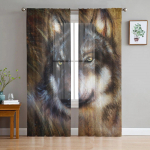 Wolf Forest Animal tiulio užuolaidos svetainei Voile permatomos lango užuolaidos miegamajam &Scaron;ifoninės užuolaidos virtuvei