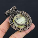 Natural Mother Of Pearl Gemstone Handmade Copper Wire Wrap Pendant 2.56 p3q21