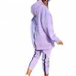 Moteri&scaron;ka apranga su gobtuvu, dviejų dalių komplektas su raidžių spausdinimu atgal užtrauktuku, megztinių kelnių komplektas Moteri&scaron;ki drabužiai M violetinė