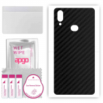 apgo Protective Skin Sticker for the back compatible with Samsung Galaxy M10, Wrap Film, Foil, Vinyl - Pattern Carbon Black