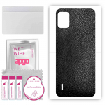 apgo Protective Skin Sticker for the back compatible with Nokia C12, Wrap Film, Foil, Vinyl - Pattern Black Leather