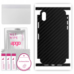 apgo Protective Skin Sticker for the back+sides compatible with Apple iPhone XS, Full Wrap Film, Foil, Vinyl - Pattern Carbon Black