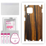 apgo Protective Skin Sticker for the back+sides compatible with Samsung Galaxy M53 5G, Full Wrap Film, Foil, Vinyl - Pattern Tigerwood