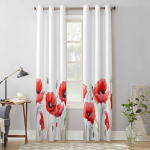 Pavasarinės aguonos gėlės augalo langų užuolaidos svetainei, prabangios miegamojo užuolaidos, virtuvės žaliuzės, užuolaidos 135W x 60H(cm) x1