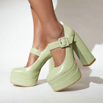 Moteri&scaron;ki auk&scaron;takulniai &bdquo;Mary Jane&ldquo; batai su platforma &bdquo;Cunky Heeled Ladies Pumps&ldquo;. 39