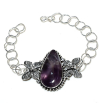 Sage Amethyst Gemstone Handmade 925 Sterling Silver Bracelet 7-8 p5u64