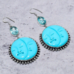 Sleeping Turquoise, Apatite 925 Sterling Silver Jewelry Earring 3.07 p0s34