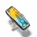 Bi-Color Tourmaline Gemstone Handmade 925 Sterling Silver Ring Size 9.5 l6m63