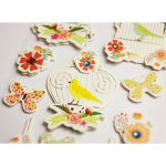 Autocollants en relief &agrave; dorures - Oiseaux en cage