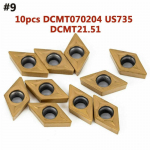 Universalus CNC karbido įdėklų peilių pjovimo tekinimo staklių tekinimo įrankių rinkinys, 10 vnt. DCMT070204 US735
