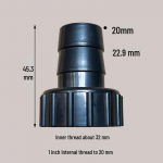 1 colio vidinis sriegis jungtis panardinamam akvariumo siurbliui - 32 mm plastikinis antikorozinis adapteris