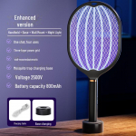 Elektrinis uodų gaudyklė ir lempa: Įkraunamas USB, buitinis uodų žudikas, 2 viename musių plaktukas, skirtas populiarioms tiesioginėms transliacijoms. juoda