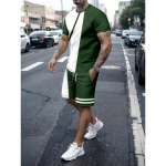 Men's Fashion Printed Two-Piece Set Casual Sportswear Outfit with Fit Leisure Suit for Spring/Summer/Fall S