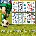 10 lapų vaiki&scaron;kų laikinų tatuiruočių futbolo gerbėjams, vandeniui atspūs netikri tatuiruočių lipdukai, tatuiruočių lipdukai rankoms, kojoms, pėdoms