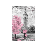 Gatvės vaizdai Plakatai Mėgėjai su skėčių drobės atspaudais Pink Trees Tower Tapyba Sienų menas svetainei &Scaron;iuolaikinis namų dekoras 20x30cm raudona
