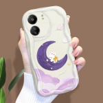Mielas animacinio ra&scaron;to kreminės tekstūros korpusas, banguotas kra&scaron;tas, mink&scaron;tas silikoninis dangtelis, skirtas Xiaomi Redmi Xiaomi Poco X4 GT skaidri