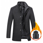 Nauji vyri&scaron;ki &scaron;ilti žieminiai paltai Kokybi&scaron;ki vyri&scaron;kos vilnos mi&scaron;iniai ilgos striukės Vyri&scaron;kos žieminės ka&scaron;myro vilnos mi&scaron;iniai Verslo laisvalaikio paltai L pilka