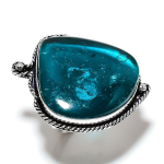 Natural Blue Baltic Amber Gemstone 925 Sterling Silver Gift Ring Size 7 v7g20