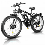 KETELES K800 Dvigubo variklio elektrinis dviratis su 2&times;1000W, 48V 23AH, Chaoyang 26 plačiomis padangomis, Užrakinama amortizuojama &scaron;akė, LCD ekranu E-kalnų dviratis 48V 2000W 23Ah juoda/balta