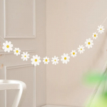 1 rinkinys Daisy Banner Gimtadienio vakarėlio audeklo baltos gėlės girlianda Konfeti Daisy Vėliavos Kūdikių du&scaron;as Vestuvių vakarėlio drožlių papuo&scaron;imas