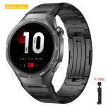 Prabangus titano lydinio dirželis be tarpų Huawei Watch GT5 GT4 GT3 GT2 Pro laikrodžiams, nerūdijančio plieno metalinis dirželis Huawei Watch 4 Pro, Huami Amazfit stiliaus dirželis Universal 22mm juoda