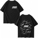 2025 ATEEZ Pasaulinis Turas su Grupės Narių Autografais ir Geometriniu Spaudu Nugaroje Mar&scaron;kinėliai Vyrams Moterims Medvilniniai Vasariniai Unisex Vir&scaron;ūnės Ins Y2k S