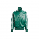Adidas Originals Adicolor serijos trijų dryžų užtraukiama odinė striukė vyri&scaron;ka vir&scaron;utinė apranga žalia IZ4032 XS