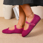 Madingi 2025 m. Retro Mary Janes Plok&scaron;čiapadžiai Batai Moterims Juoda Sagtis Dirželis Seklūs Atsitiktiniai Baleto Batai Ponios Pavasaris Ruduo Drobės Mokasinai 36 fuksija
