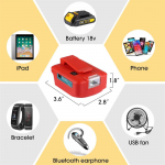 Su LED darbo lempute 2 USB prievadų adapteris Milwaukee M18 18V maitinimo &scaron;altinio adapteriui