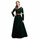 Moterų drąsusis Merida žalias ilgas suknelės kostiumas Helovino Cosplay M brown