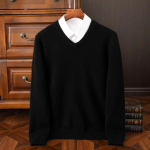 Vyri&scaron;kas 100% Merino vilnos Ka&scaron;myro V formos i&scaron;kirptės megztinis Smart Casual pagrindinis ilgomis rankovėmis trikotažas drabužiai vir&scaron;ūnės rudens žiemos S