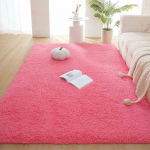 Tankus Pliu&scaron;inis Kilimas Svetainei Pūkuotas &Scaron;iltas Aksominis Kilimas Miegamajam Vienspalvis Grindų Kilimėlis Neslystantis Plaunamas 100x160cm raudona