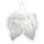 Ailes d'ange en plumes &agrave; suspendre Blanc 10cm 2 pi&egrave;ces balta