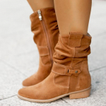 Karnavaliniai Suede Batai Žemais Kulnais Vakarų Kaubojaus Batai Moteri&scaron;ki Ankle Boots &Scaron;oninis Užtrauktukas Trumpi Batai Sceninio Vaidmenų Žaidimo Kostiumo Įranga 34 ruda