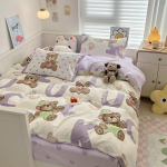 Spausdintos medvilnės bendrabučio trijų dalių rinkinys, patalynės užvalkalas, patalynė, keturių dalių rinkinys 1.2m bed